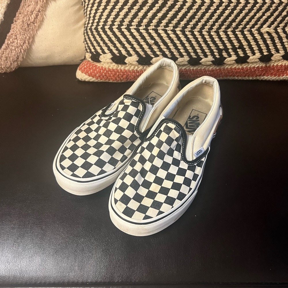 Vans Black and White Checkerboard Slip-On Sneakers